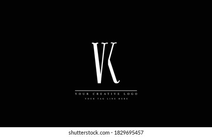 VK KV abstract vector logo monogram template