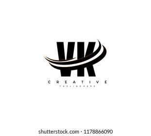 VK Letter Creative Modern Monogram Elegant Three Swoosh Logo