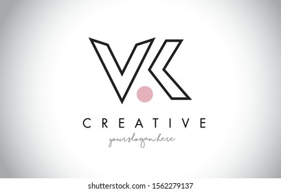 VK Letter Logo Design with Creative Modern Trendy Typography and Black Colors.