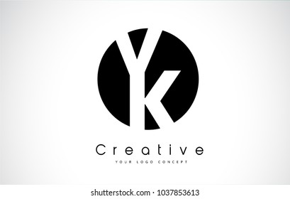 VK Letter Logo Design inside a Black Circle. Creative Lettering Logo Vector Illustration.