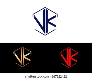 VK letters linked with hexagon shape logo

