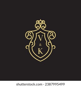 Logotipo inicial vintage de la línea VK en un diseño profesional de alta calidad que se imprimirá en cualquier medio de impresión
