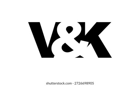 Diseño del logotipo de VK en estilo atrevido. Símbolo de identidad blanco y negro. Emblema de tipografía moderna. Icono de marca Corporativa. Mínima Plantilla de negocio.