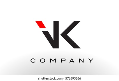 VK Logo.  Letter Design Vector with Red and Black Colors.