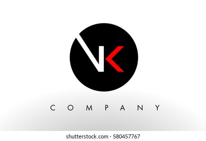 VK Logo.  Letter Design Vector with Red and Black Colors.