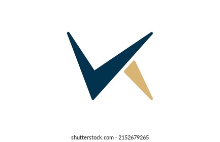 VK logo. Letter V and K logo with smart shapes and luxury icon.