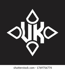 Monograma del logotipo VK con cuatro cono redondeado por la plantilla de diseño de forma