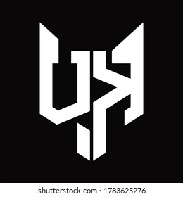Monograma de logotipo VK con plantilla de diseño de forma de cabeza de zorro