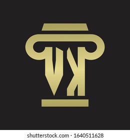 VK Logo monogram with pillar style design template with gold colors