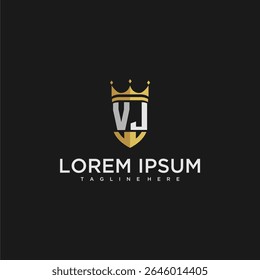 monograma de carta de luxo VK para design de logotipo de coroa e escudo