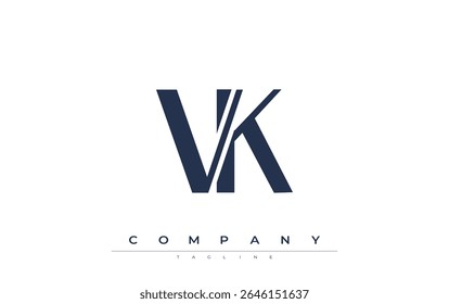 VK Modern Initials Logo Design (em inglês). Logotipo de marca com iniciais estilizadas apresentando design arrojado e estética moderna. Ideal para profissionais de marca de negócios ou projetos criativos com foco em minimalista