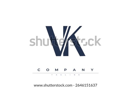 VK Modern Initials Logo Design. Branding logo with stylized initials showcasing bold design and modern aesthetic. Ideal for professional business branding or creative projects focusing on minimalistic