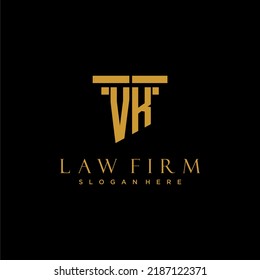 Logotipo inicial de monograma VK para la firma de abogados con diseño de hitos