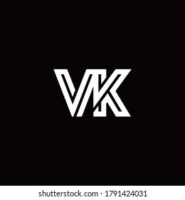 VK monogram logo with abstract line design template