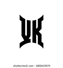 VK monogram logo with curved side design template