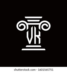 VK monogram logo with pillar style design template