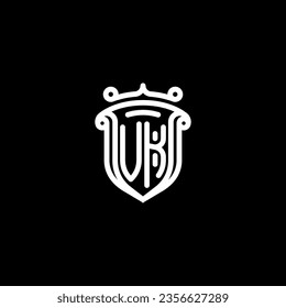 VK shield initial monogram with high quality professional design that will print well