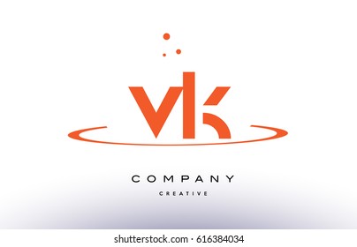 VK V K creative orange swoosh dots alphabet company letter logo design vector icon template