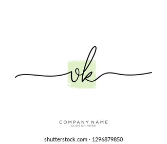 VK V K Initial handwriting logo template
