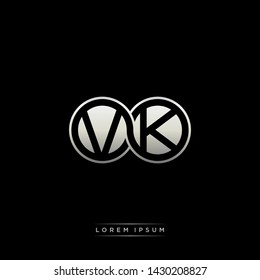 VK V K initial letter linked circle capital monogram logo modern template silver color edition