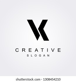 VK V K letter logo with bold shapes and luxury icon. Initial logo concept vector.