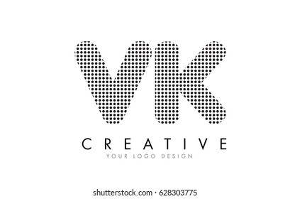VK V K Letter Logo Design with Black Dots and Bubble Trails.