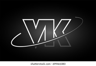 VK V K letter logo combination black white alphabet vector creative company icon design template modern