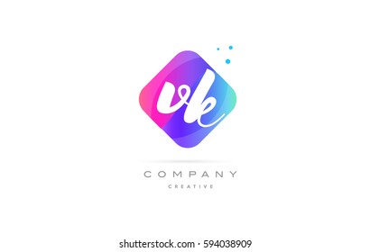vk v k  pink blue rhombus abstract 3d alphabet company letter text logo hand writting written design vector icon template 