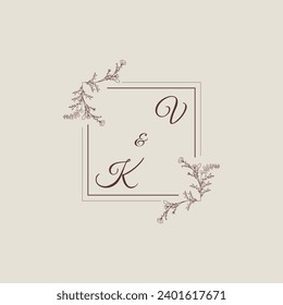 VK wedding line square monogram with high quality professional design that will print well
