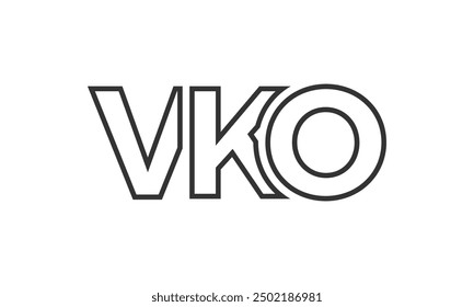 Plantilla de diseño de logotipo VKO con texto fuerte y moderno en negrita. Logotipo de Vector inicial basado en tipografía simple y mínima. Identidad de empresa de moda ideal para la presencia de la marca de las empresas.