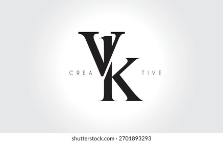 Logotipo elegante del monograma del serif de VKvk – Letra tipográfica minúscula de lujo para la marca moderna