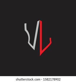VL Abstract logo monogram with shield elements isolated on black background