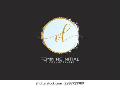 VL handwriting logo with circle template vector signature, wedding, fashion, floral and botanical with creative template.