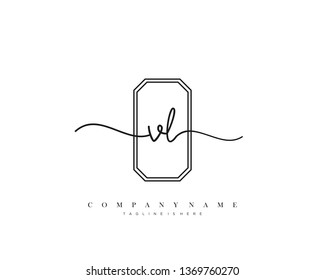 VL initial handwriting logo template vector