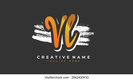logotipo de escritura manual inicial VL, vector de plantilla