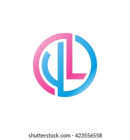 VL initial letters looping linked circle logo pink blue