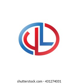 VL initial letters looping linked ellipse logo red blue