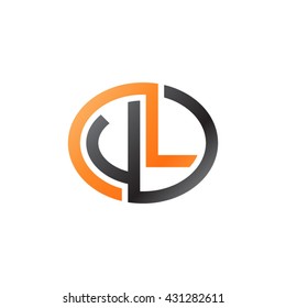 VL initial letters looping linked ellipse logo orange black