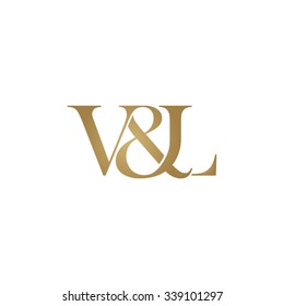 V&L Initial logo. Ampersand monogram golden logo