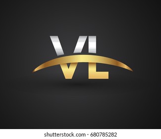 VL initial logo company name colored gold and silver swoosh design. vector logo for business and company identity.
