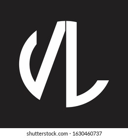 VL Initial Logo design Monogram Isolated on black and white
