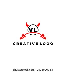VL initial monogram for fitnes or gym logo with devil style design