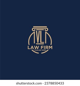 VL initial monogram for law firm with creative circle line