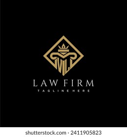 VL initial monogram logo for lawfirm with pillar in creative square design