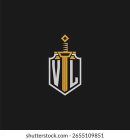 VL initial monogram for shield and sword style image