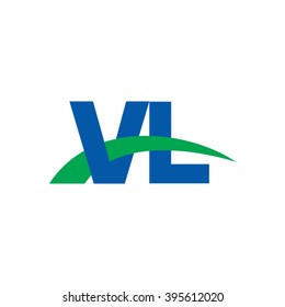 VL initial overlapping swoosh letter logo blue green