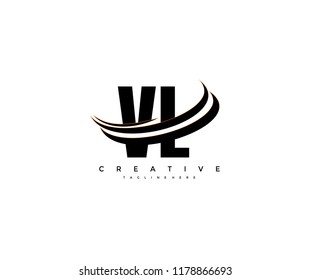 VL Letter Creative Modern Monogram Elegant Three Swoosh Logo