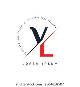 Diseño del logotipo de la carta VL con un corte creativo. Diseño de logotipo creativo