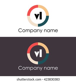 VL letters business logo icon design template. Symbol with four colors circle