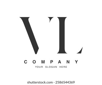 VL logo design. Initial letter v and l serif font style. Creative classic company name typography. Trendy logotype or identity. Vector illustration.